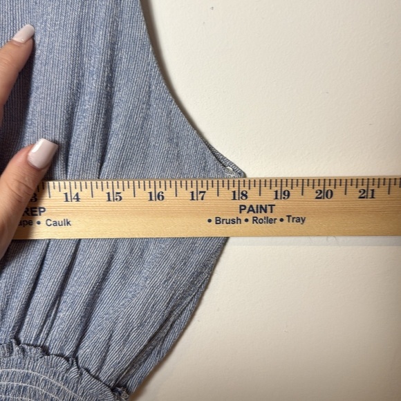 For the Republic Striped Sleeveless Jumpsuit with Pockets Blue and White size L - Picture 7 of 9